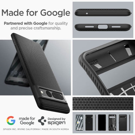 Противоударен Калъф за Google Pixel 7 Pro, Spigen Liquid Air Case, Черен (8)