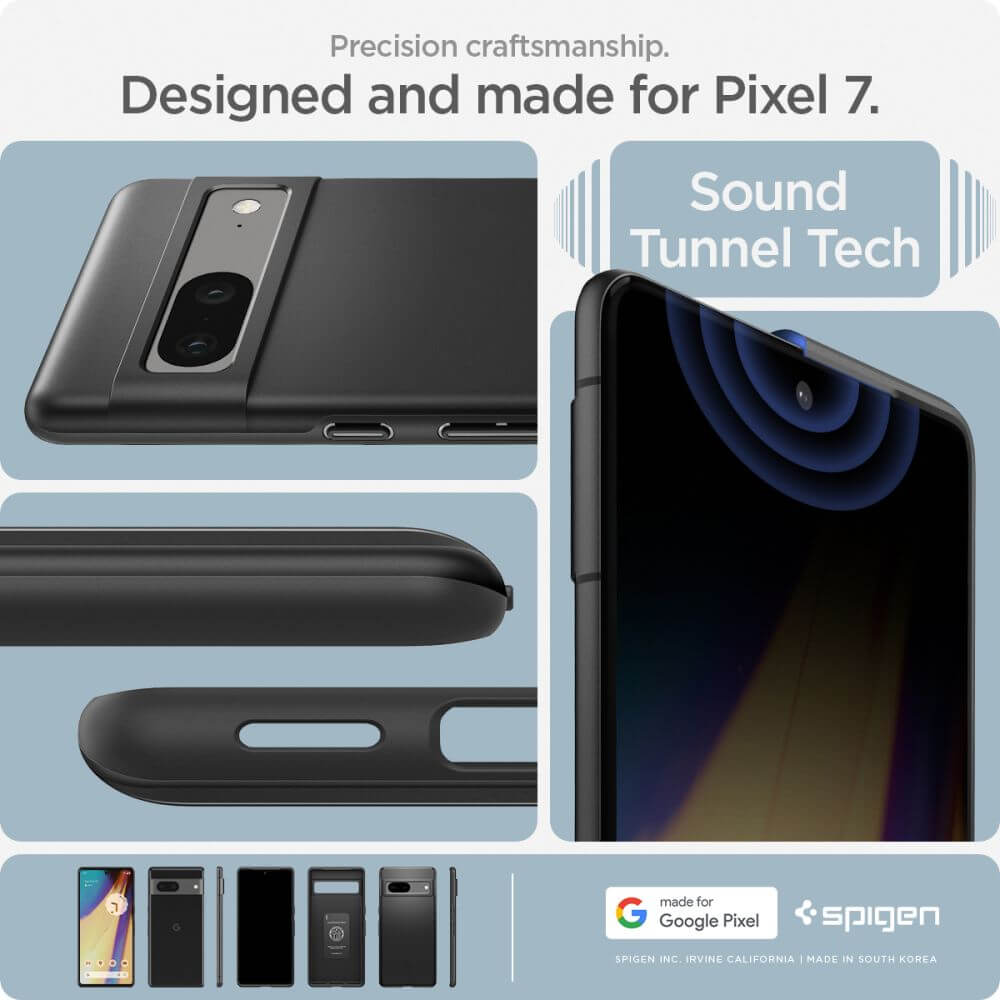 Противоударен Калъф за Google Pixel 7, Spigen Thin Fit Case, Черен (10)