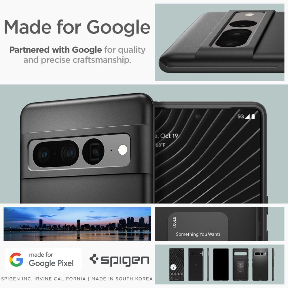 Противоударен Калъф за Google Pixel 7 Pro, Spigen Thin Fit Case, Черен (7)