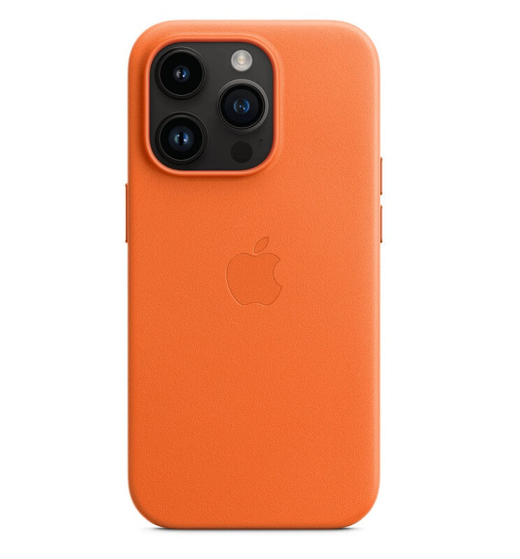 Оригинален Кожен Калъф за iPhone 14 Pro Max, Leather Magsafe Case MPPR3ZM/A, Оранжев (5)