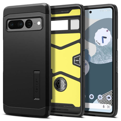 Калъф с Поставка за Google Pixel 7 Pro, Spigen Tough Armor Case, Черен