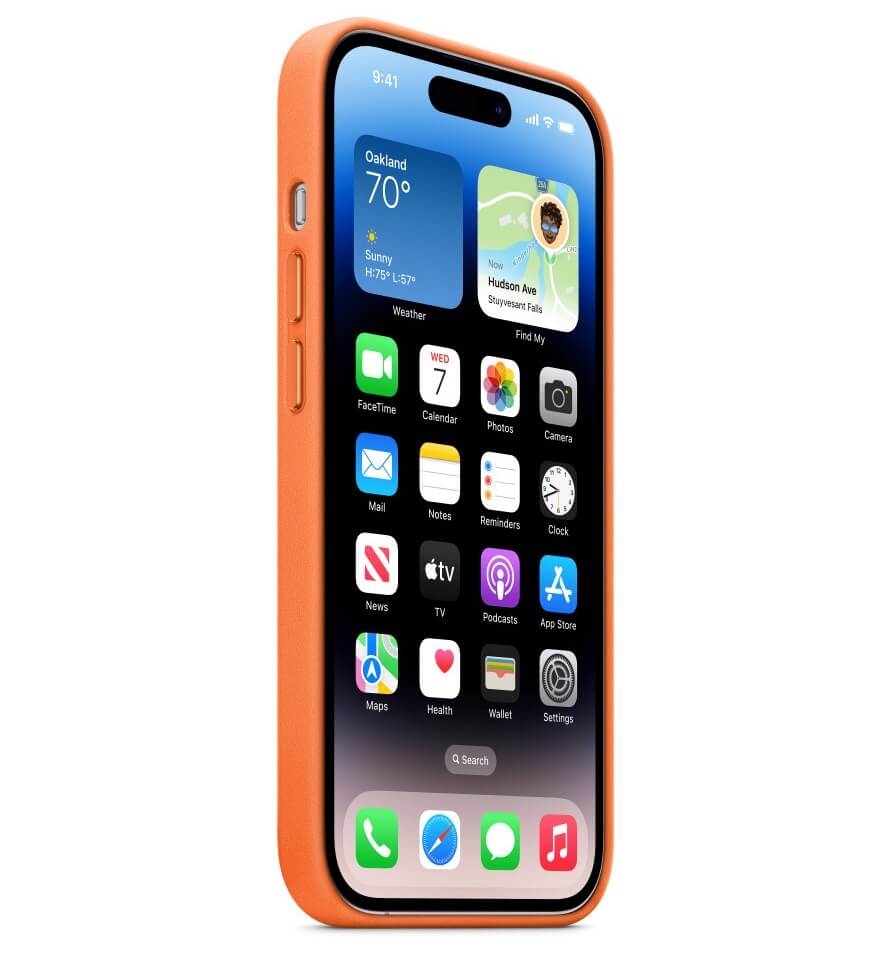 Оригинален Кожен Калъф за iPhone 14 Pro, Leather Magsafe Case MPPL3ZM/A, Оранжев (2)