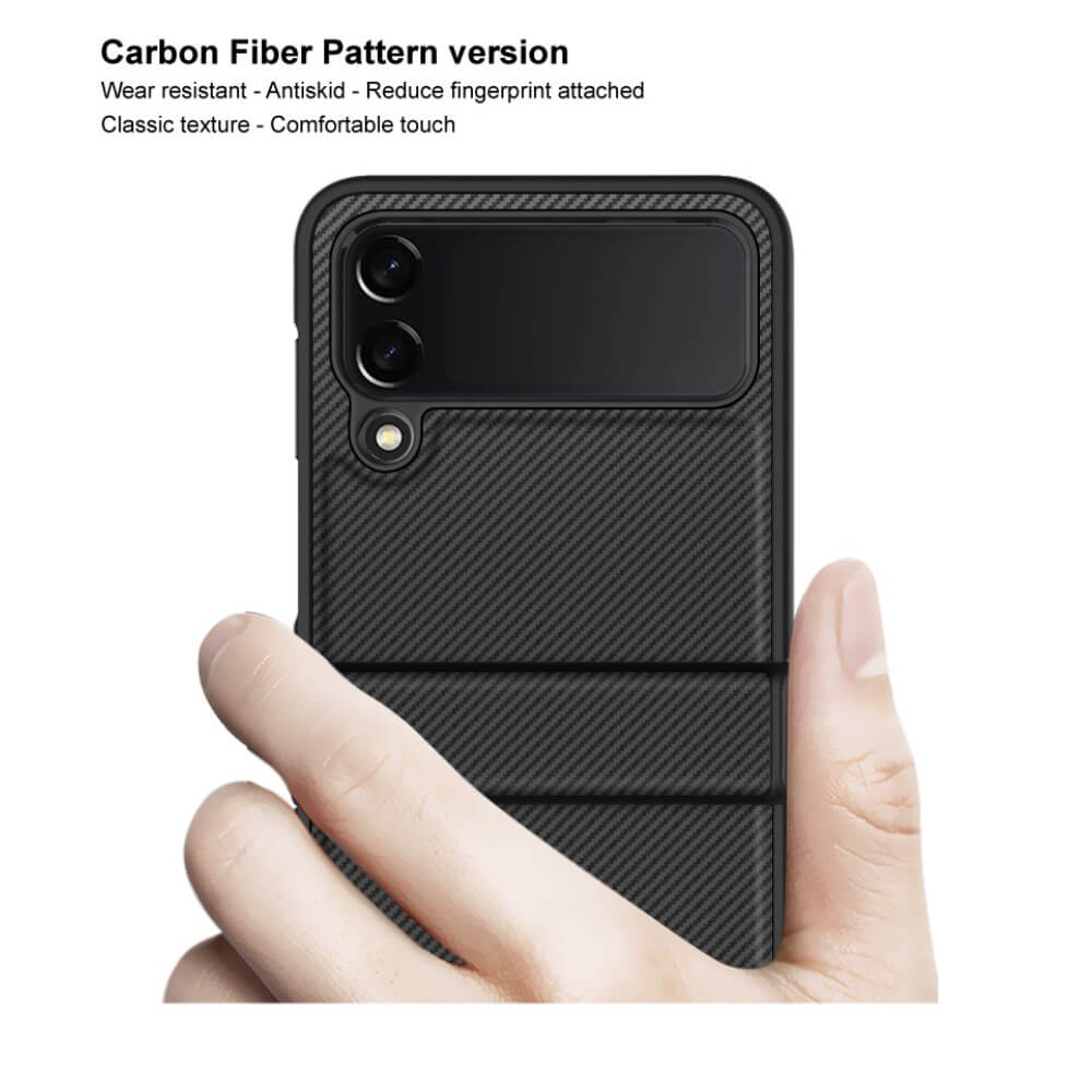 Калъф с Предпазител за Samsung Galaxy Z Flip 4, Imak Carbon Case, Черен (5)