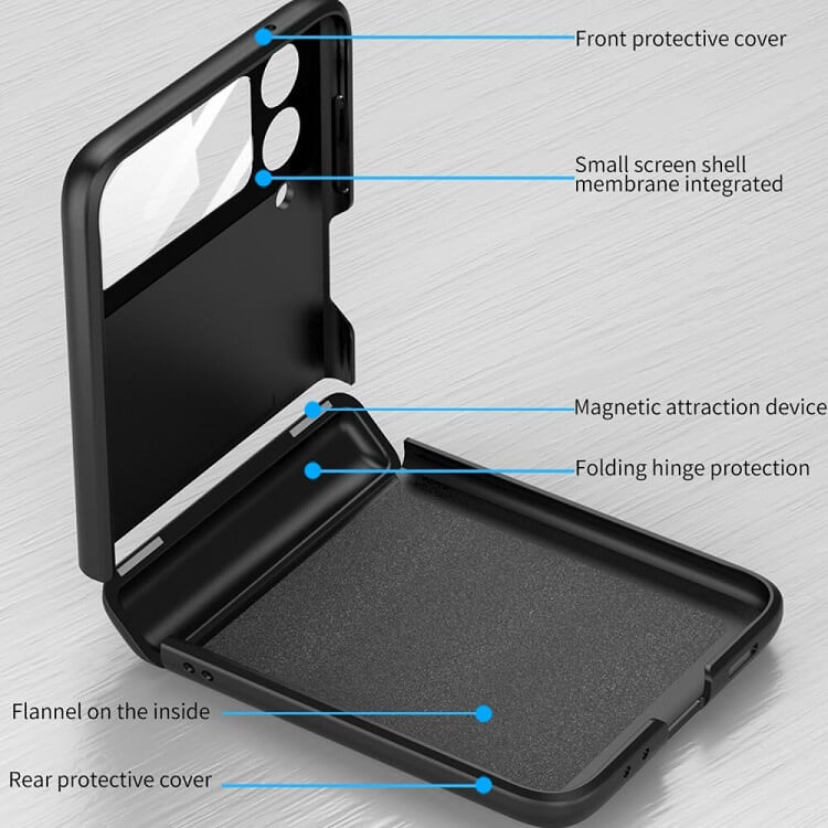 Калъф с Предпазител за Samsung Galaxy Z Flip 4, GKK Hinge LCD Case, Черен (4)