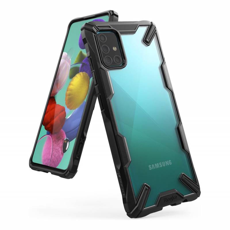Противоударен Хибриден Калъф за Samsung A51, Ringke Fusion X Case, Черен