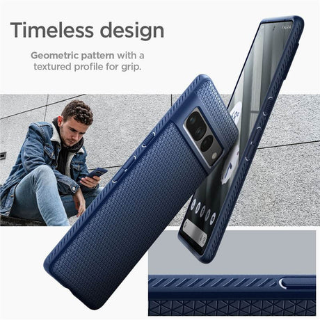 Противоударен Калъф за Google Pixel 7 Pro, Spigen Liquid Air Case, Син (5)