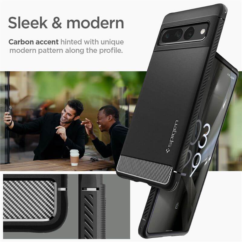 Противоударен Калъф за Google Pixel 7 Pro, Spigen Rugged Armor Case, Черен (6)