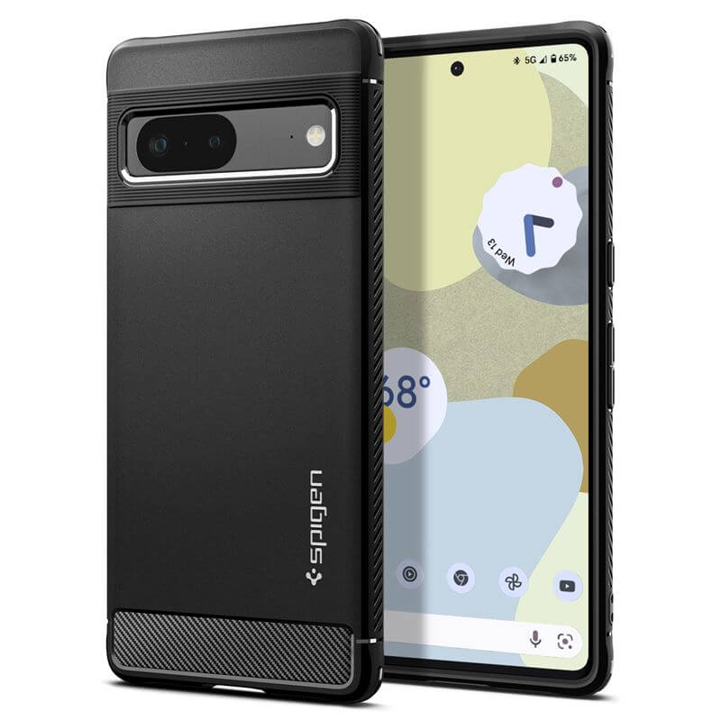 Противоударен Калъф за Google Pixel 7, Spigen Rugged Armor Case, Черен