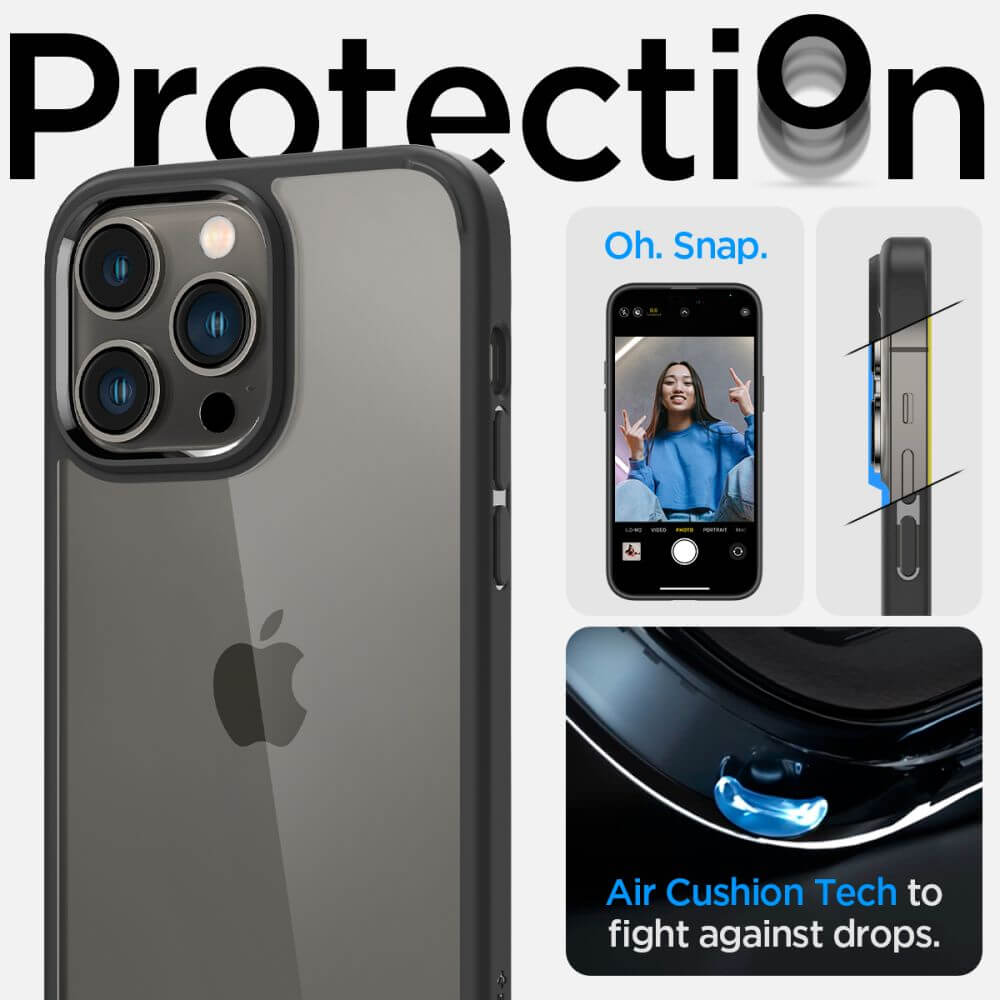 Противоударен Калъф за iPhone 14 Pro Max, Spigen Ultra Hybrid Case, Черен (9)