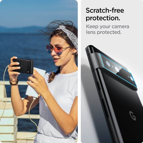 Стъклен Протектор за Камерата на Google Pixel 7, Spigen Optic Cam Glass 2бр., Черен (7)