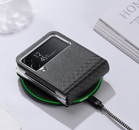 Кожен Калъф Samsung Z Flip 4, Dux Ducis Bril Case, Черен (7)