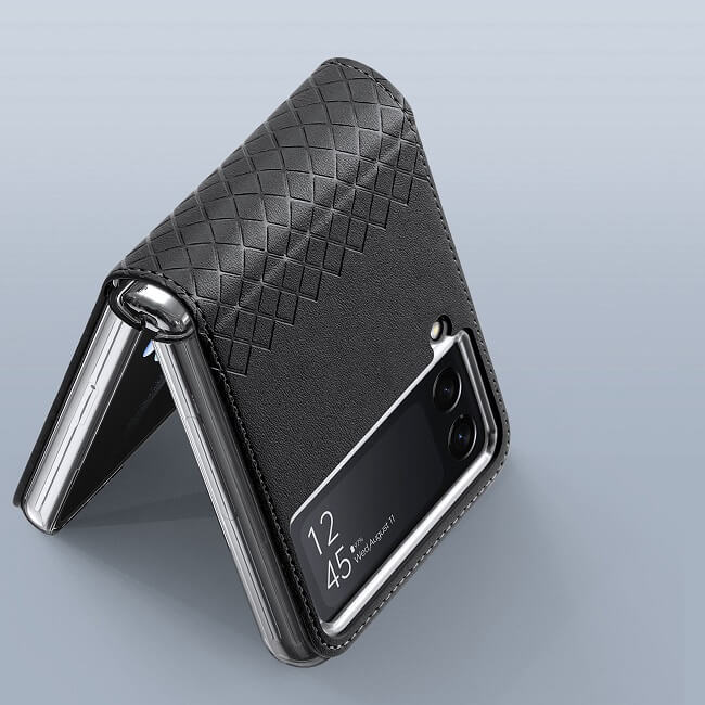 Кожен Калъф Samsung Z Flip 4, Dux Ducis Bril Case, Черен (6)