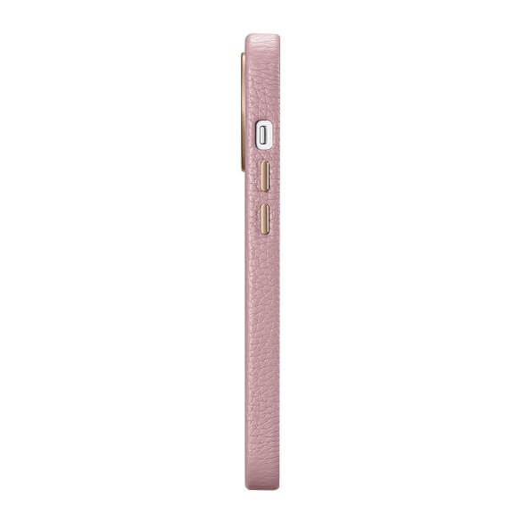 Magsafe Калъф от Естествена Кожа за iPhone 14 Pro, iCarer Leather Case, Розов (7)