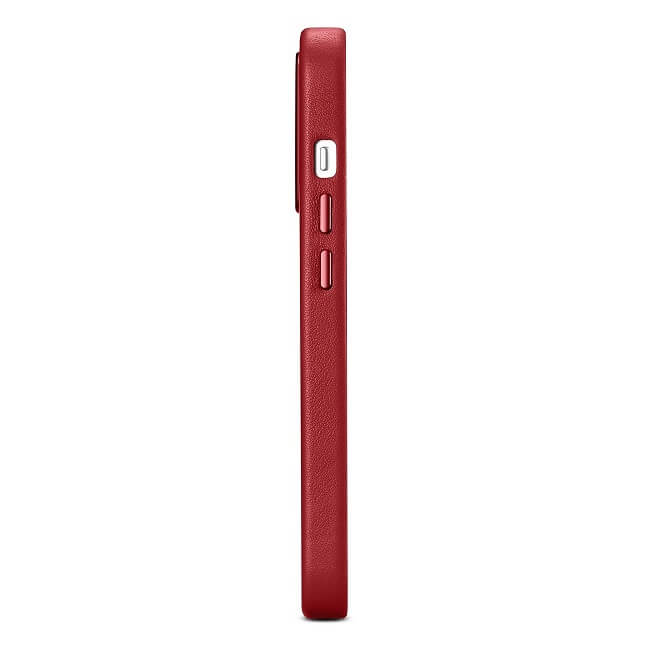 Magsafe Калъф от Естествена Кожа за iPhone 14 Pro, iCarer Leather Case, Червен (9)