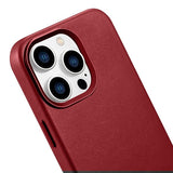 Magsafe Калъф от Естествена Кожа за iPhone 14 Pro, iCarer Leather Case, Червен (4)