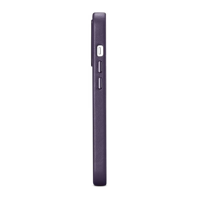 Magsafe Калъф от Естествена Кожа за iPhone 14 Pro, iCarer Leather Case, Тъмно Лилав (8)