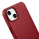 Magsafe Калъф от Естествена Кожа за iPhone 14, iCarer Leather Case, Червен (4)