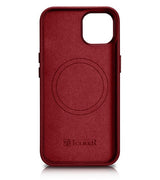Magsafe Калъф от Естествена Кожа за iPhone 14, iCarer Leather Case, Червен (3)