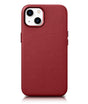 Magsafe Калъф от Естествена Кожа за iPhone 14, iCarer Leather Case, Червен