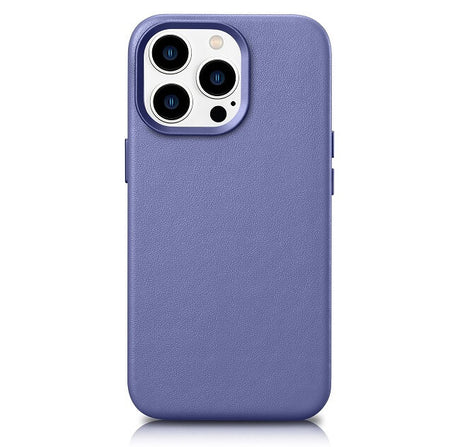 Magsafe Калъф от Естествена Кожа за iPhone 14 Pro Max, iCarer Leather Case, Лилав