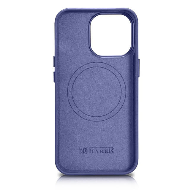 Magsafe Калъф от Естествена Кожа за iPhone 14 Pro Max, iCarer Leather Case, Лилав (3)