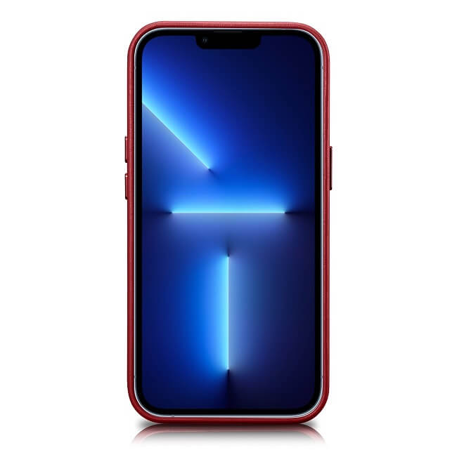 Magsafe Калъф от Естествена Кожа за iPhone 14 Pro Max, iCarer Leather Case, Червен (2)