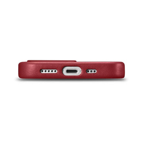 Magsafe Калъф от Естествена Кожа за iPhone 14 Pro Max, iCarer Leather Case, Червен (8)