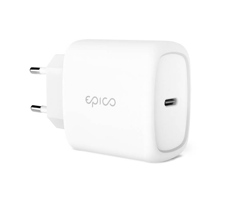 Бързо Зарядно с USB-C за iPhone, Epico 220v PD3.0 20W, Бял
