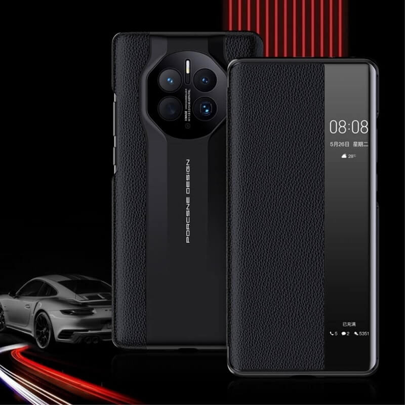 Активен Калъф за Huawei Mate 50 Pro, Smart Book Car Design Case, Черен (5)