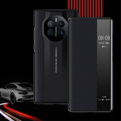 Активен Калъф за Huawei Mate 50 Pro, Smart Book Car Design Case, Черен (5)