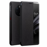 Активен Кожен Калъф за Huawei Mate 50 Pro, Qialino Smart Book Case, Черен