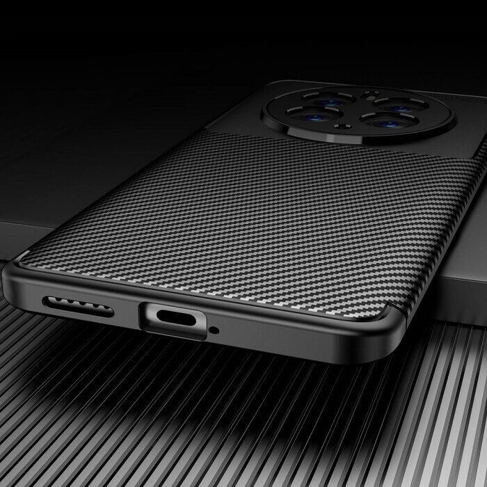 Силиконов Калъф за Huawei Mate 50 Pro, New Carbon Case, Черен (3)