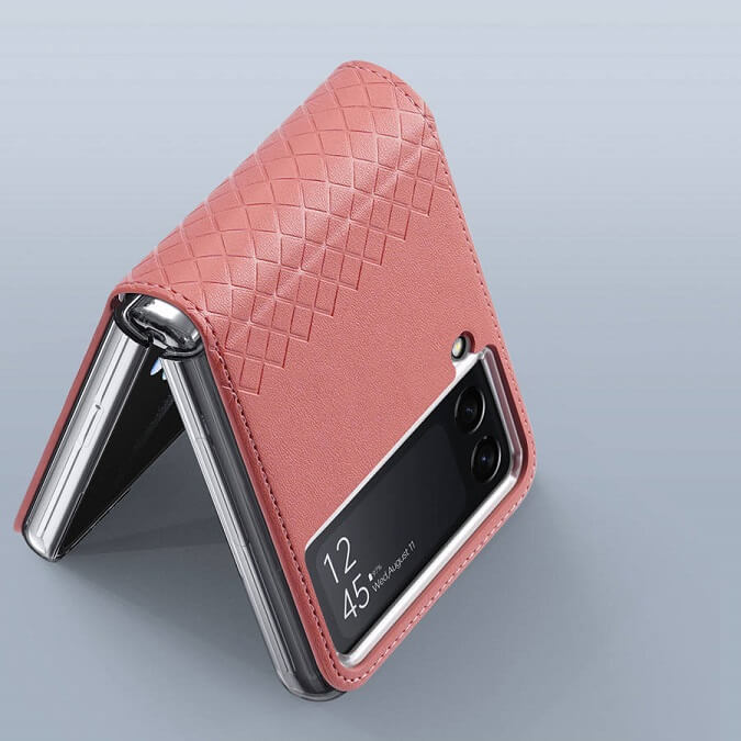 Кожен Калъф Samsung Z Flip 4, Dux Ducis Bril Case, Розов (3)