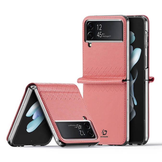 Кожен Калъф Samsung Z Flip 4, Dux Ducis Bril Case, Розов