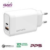 Комбинирано Бързо Зарядно, 4Smarts VoltPlug Adaptive 220v 45w, Бял (2)