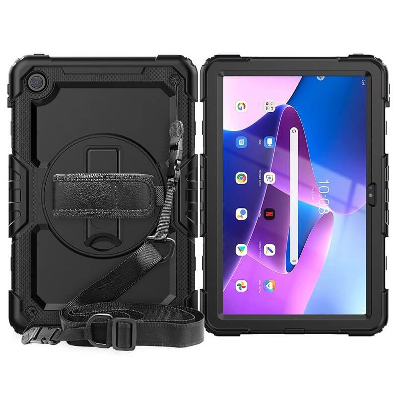 Калъф с Дръжка за Lenovo Tab M10 Plus 3th 10.6, Tech-Protect Solid360 Case, Черен (2)
