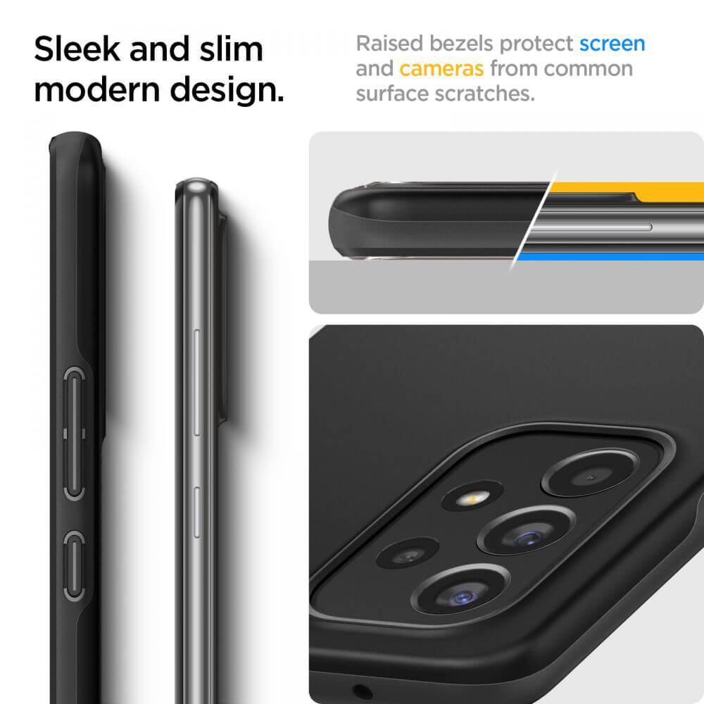 Противоударен Калъф за Samsung A53, Spigen Thin Fit Case, Черен (7)