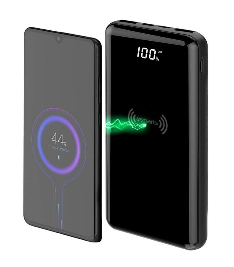 Външна Батерия с Безжично Зареждане, 4Smarts VoltHub Ultimate2 18W 10000 mAh, Черен