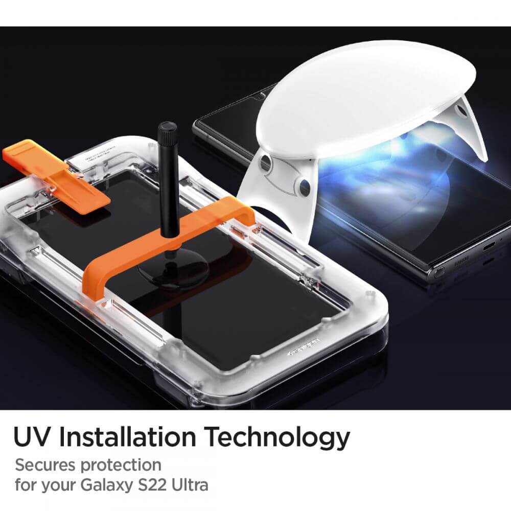 Стъклен Протектор за Samsung S22 Ultra, Spigen UV Glas. tr Platinium, Прозрачен (5)