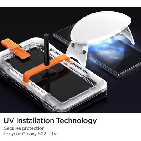 Стъклен Протектор за Samsung S22 Ultra, Spigen UV Glas. tr Platinium, Прозрачен (5)