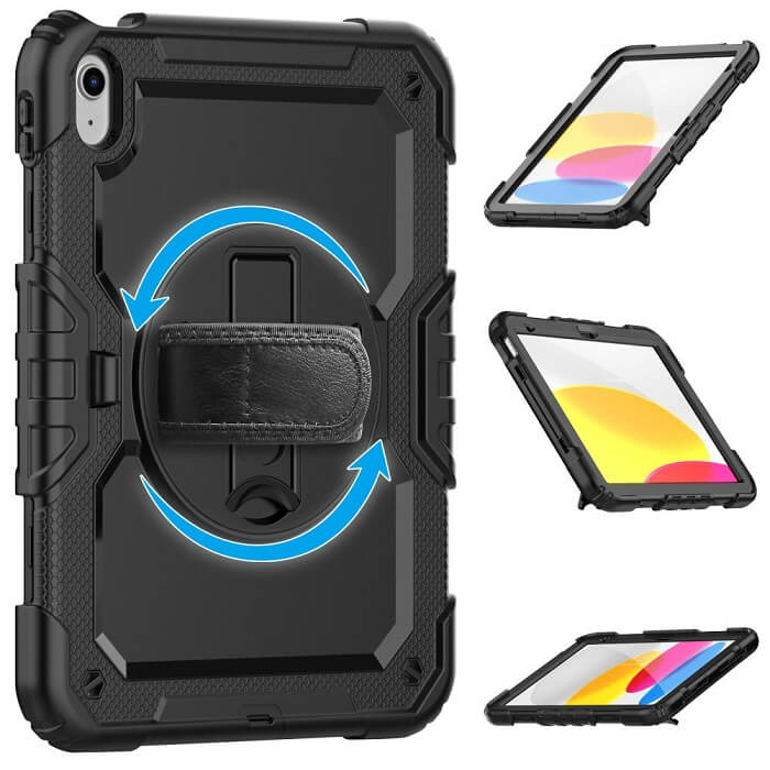 Калъф с Дръжка за iPad 11th 2025 A16/ 10th 2022, Tech-Protect Solid360 Case, Черен (4)
