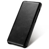 Калъф от Естествена Кожа за Samsung S20 Ultra, iCarer Vintage Book Leather Case, Черен (4)