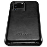Калъф от Естествена Кожа за Samsung S20 Ultra, iCarer Vintage Book Leather Case, Черен (2)