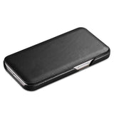 Калъф от Естествена Кожа за iPhone 13 Pro Max, iCarer Vintage Book Leather Case, Черен (2)