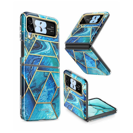 Дамски Калъф за Samsung Z Flip 4, Supcase Iblsn Cosmo Marble, Син (2)