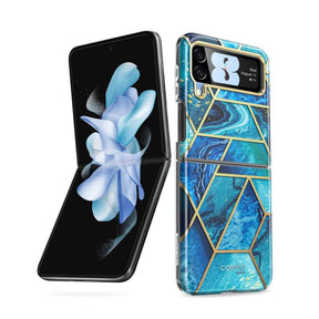 Дамски Калъф за Samsung Z Flip 4, Supcase Iblsn Cosmo Marble, Син