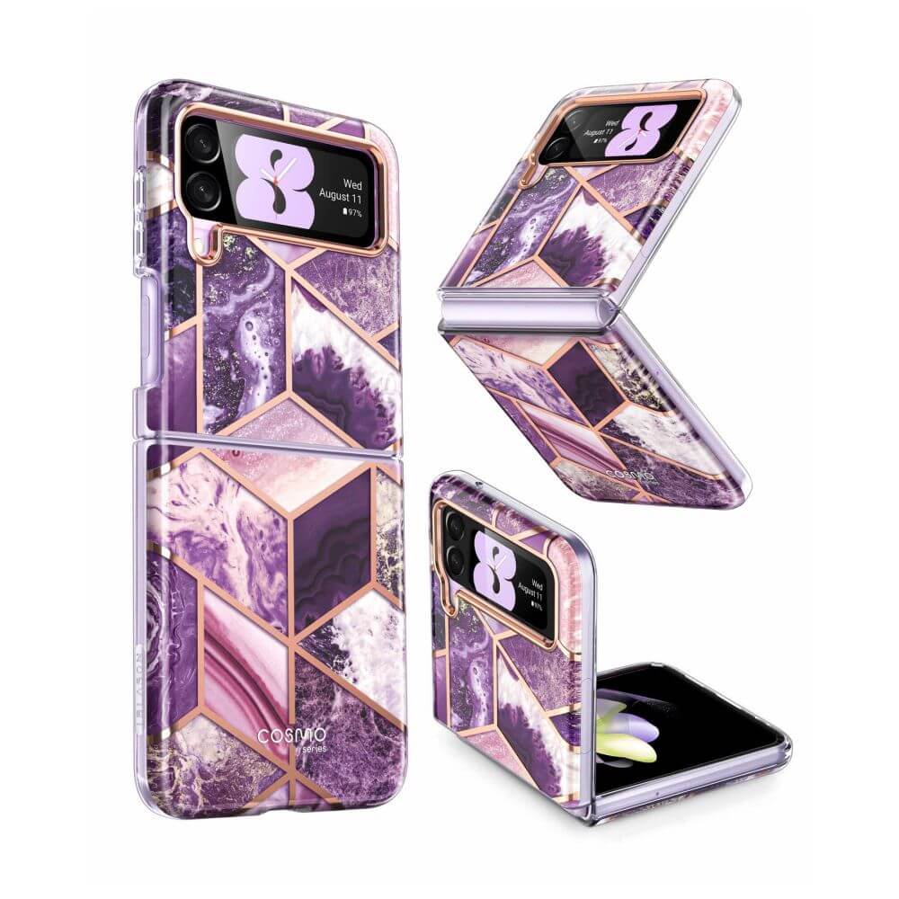 Дамски Калъф за Samsung Z Flip 4, Supcase Iblsn Cosmo Marble, Лилав (2)