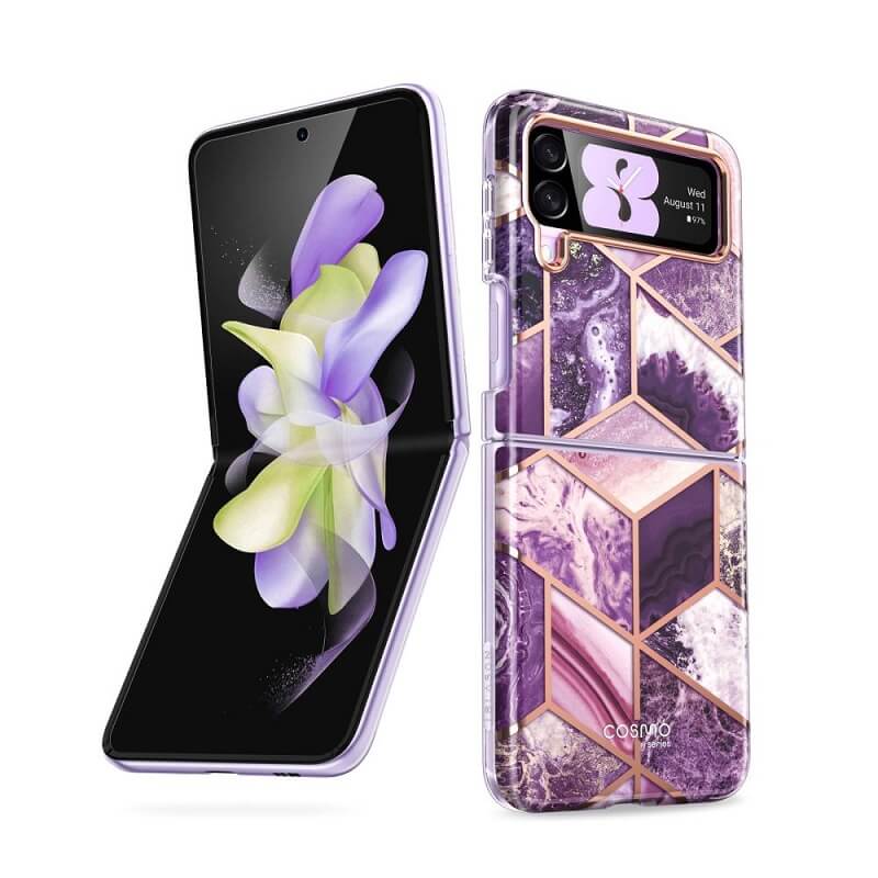 Дамски Калъф за Samsung Z Flip 4, Supcase Iblsn Cosmo Marble, Лилав