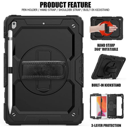 Калъф с Дръжка за iPad 9/ 8/ 7 10.2", Tech-Protect Solid360 Case, Черен (5)