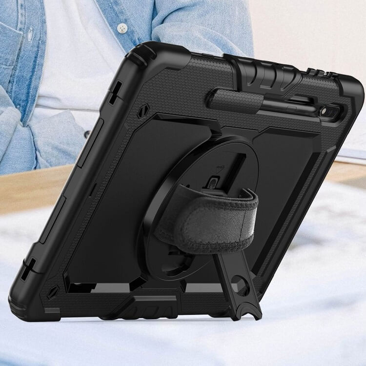 Калъф с Дръжка за Samsung Tab S8 Plus/ S7 Plus/ S7 FE, Tech-Protect Solid360 Case, Черен (8)